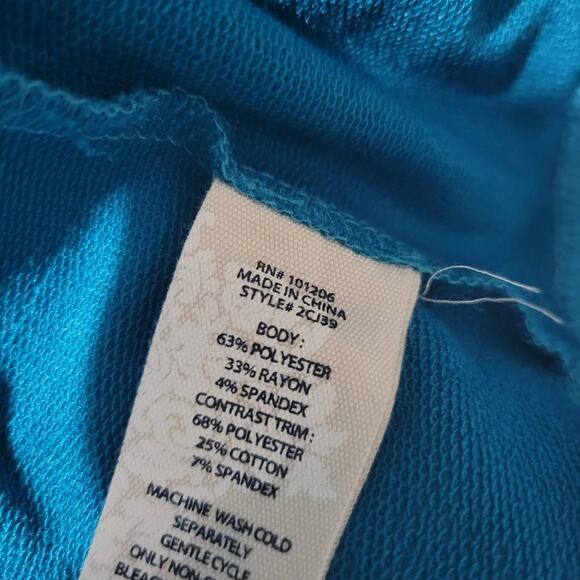 Soft Surroundings Callie Top Blue Turquoise Artsy Buttons Tunic Pullover Medium - Picture 10 of 13